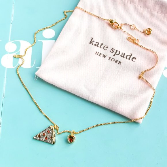 Kate Spade Pizza My Heart Gold Pendant Necklace NEW / DUST BAG